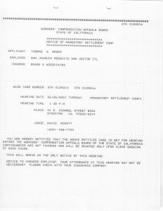 06-26-01 Tom Beard Notice of Mand Settlement